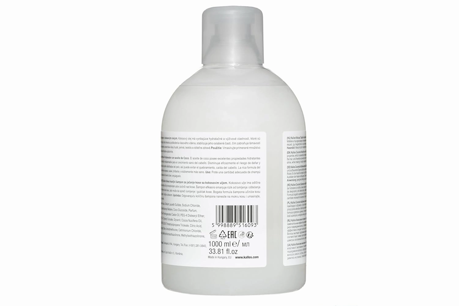 Kallos KJMN Coconut Nutritive–Hair Strengthening Shampoo with coconut oil 1000 ml - 33,81 Fl Oz