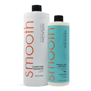 KERAGEN Hair Care Duo: Brazilian Keratin Smoothing Treatment (16 Oz) - Eliminate Curls and Frizz for Fine to Medium Hair   Clarifying Shampoo (32 oz)