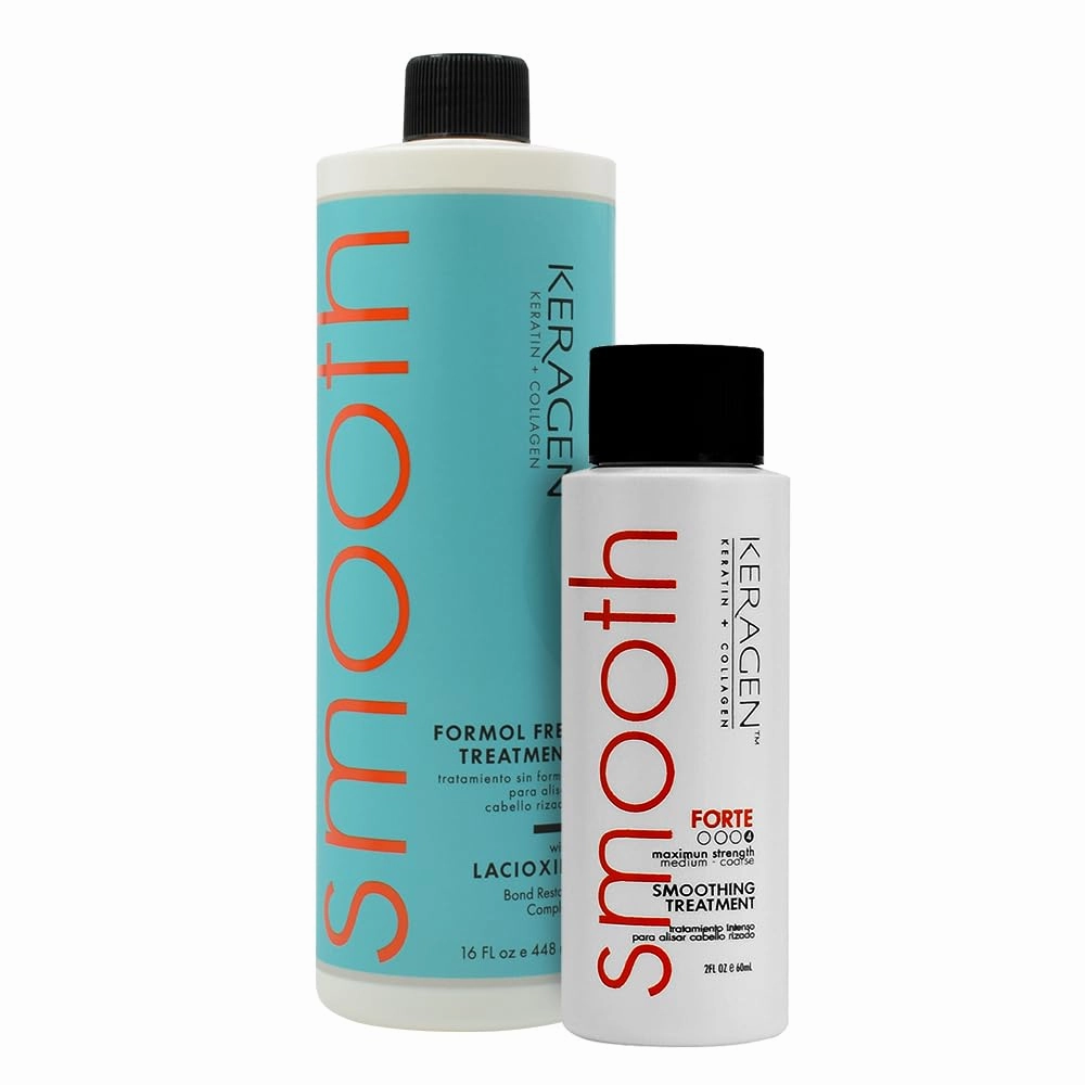 KERAGEN Hair Duo: Clarifying Shampoo (2 Oz)   Brazilian Keratin Smoothing Treatment (16 Oz) - Sulfate-Free, Formaldehyde-Free, Deep Cleansing, Eliminates Curls, Frizz