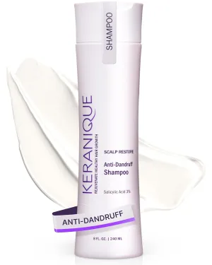 Keranique Anti Dandruff Shampoo for Women, Clinical, Gentle for Color Treated Hair, Best for Itchy, Dry Scalp, Clarifying Antidandruff Shampoo with Salicylic Acid - Adds Strength to Hair