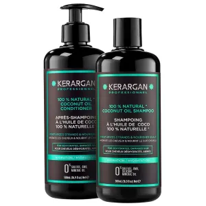 Kerargan - Moisturizing Shampoo & Conditioner Duo with Coconut Oil for Dry and Damaged Hair - Nourishes Scalp - Free of Sulfates, GMOs, Silicones, Mineral Oils - 2x16.9 Fl oz