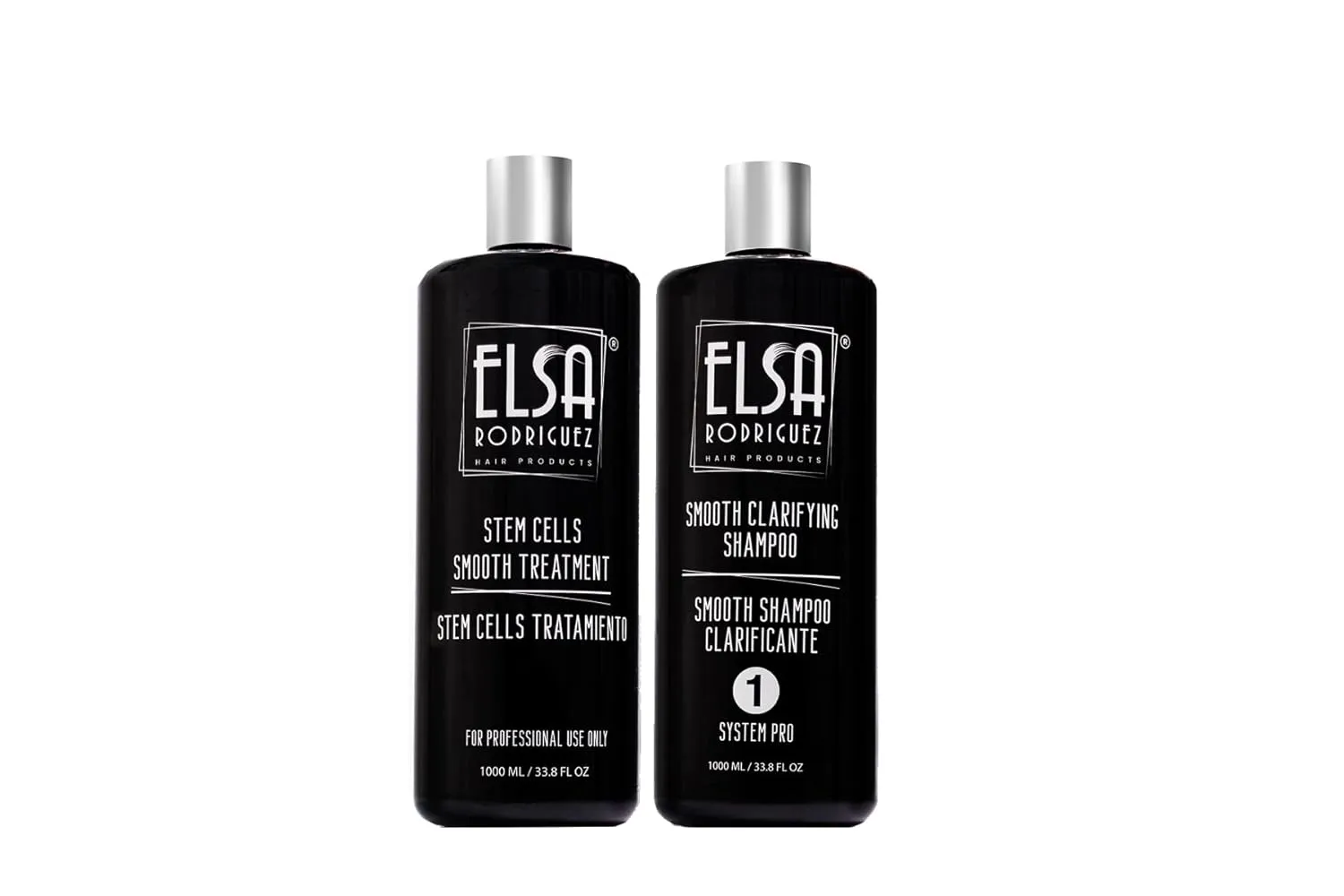 Keratin Stem Cells, Elsa Rodriguez Professional Hair Smoothing System, Clarifying Shampoo and Stem Cell Treatment, 33.8 fl oz, For Professional Use