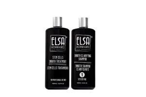 Keratin Stem Cells, Elsa Rodriguez Professional Hair Smoothing System, Clarifying Shampoo and Stem Cell Treatment, 33.8 fl oz, For Professional Use