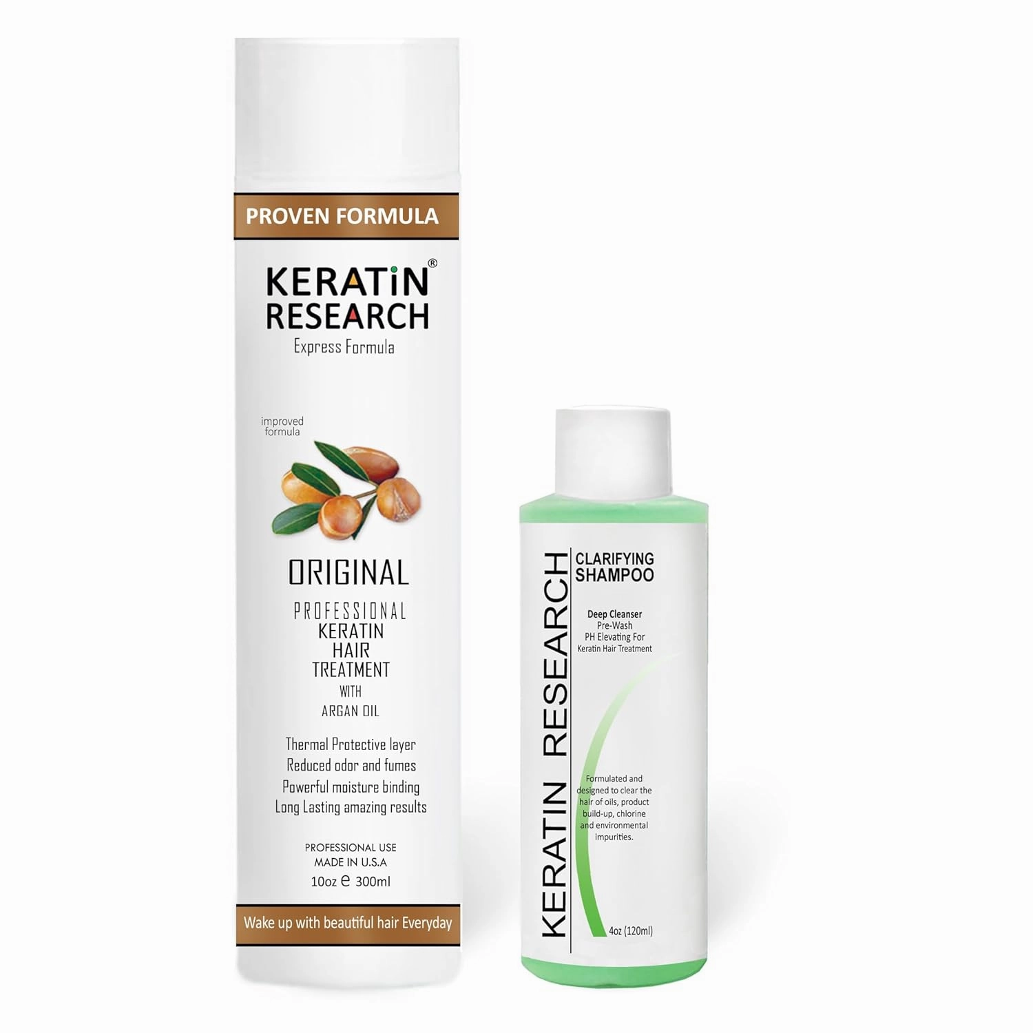 KERATIN RESEARCH Brazilian Keratin Hair Treatment Straightening Complex Blowout LONG Lasting Organic Natural Results with Argan Oil Keratina Brasilera (10oz 4)