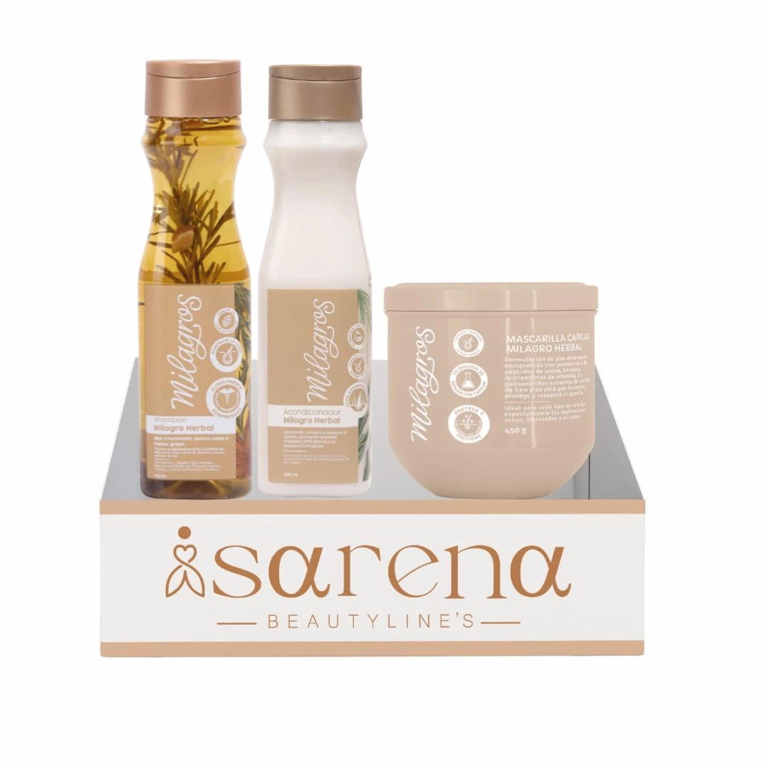Kit Milagro Herbal 3 pack Shampoo Milagros Herbal y Acondicionador Herbal Romero y Jengibre 450ml Mascarilla Herbal 450gr Milagros Tratamiento Colombia Rosemary and Ginger