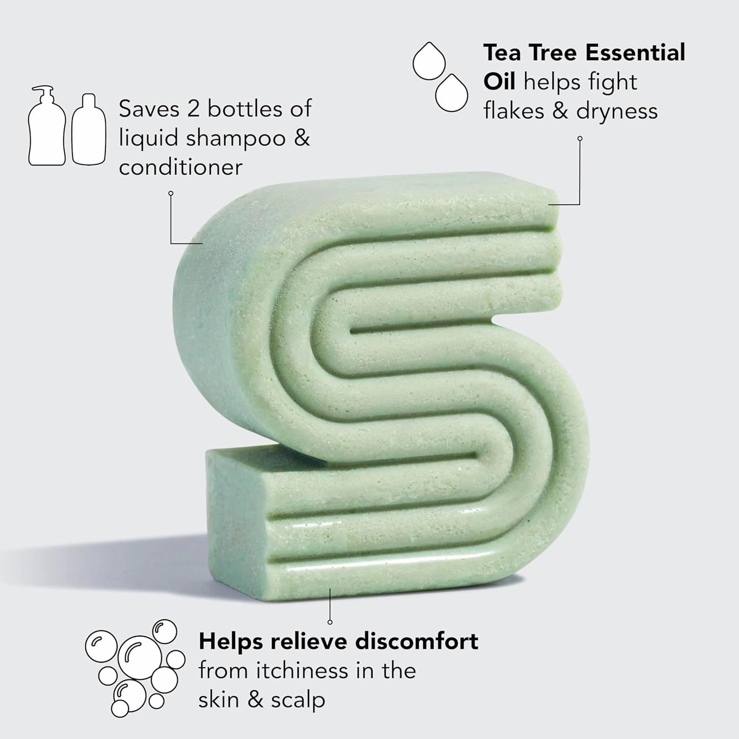 Kitsch Tea Tree & Mint Anti-Dandruff Shampoo Bar - Vegan, Natural, Paraben & Sulfate Free | For Itchy Scalp & All Hair Types | Made in US, 3.2oz