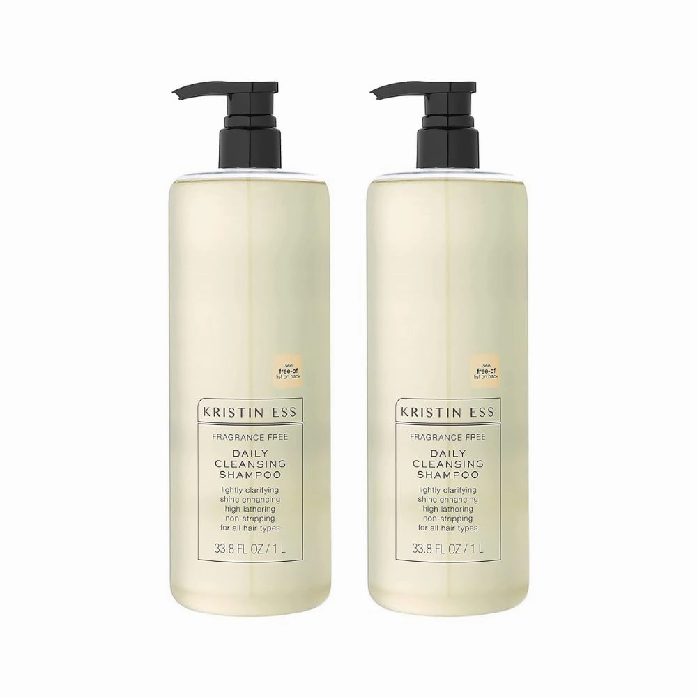 Kristin Ess Hair Fragrance Free Daily Cleansing Shampoo, Lightly Clarifying, Shine Enhancing, Vegan, Color   Keratin Safe, 33.8 fl oz (Pack of 2)