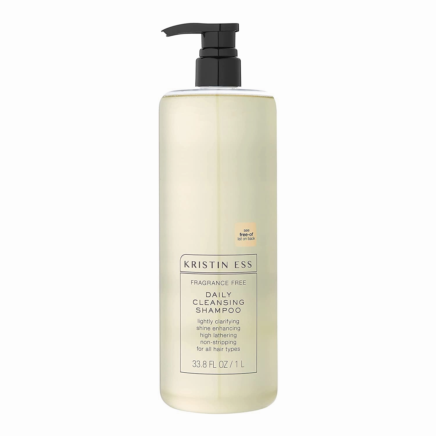 Kristin Ess Hair Fragrance Free Daily Cleansing Shampoo, Lightly Clarifying, Shine Enhancing, Vegan, Color   Keratin Safe, 33.8 fl oz (Pack of 2)