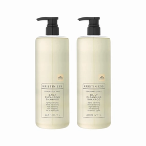 Kristin Ess Hair Fragrance Free Daily Cleansing Shampoo, Lightly Clarifying, Shine Enhancing, Vegan, Color   Keratin Safe, 33.8 fl oz (Pack of 2)