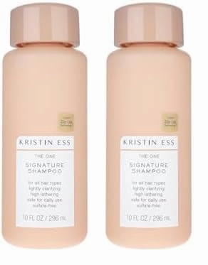 Kristin Ess Hair One Signature Shampoo with Avocado Oil   Castor Oil for Women - Lightly Clarifying Daily Sulfate Free Hydrating Shampoo, Color Safe, Vegan, 10 fl oz (Pack of 2)