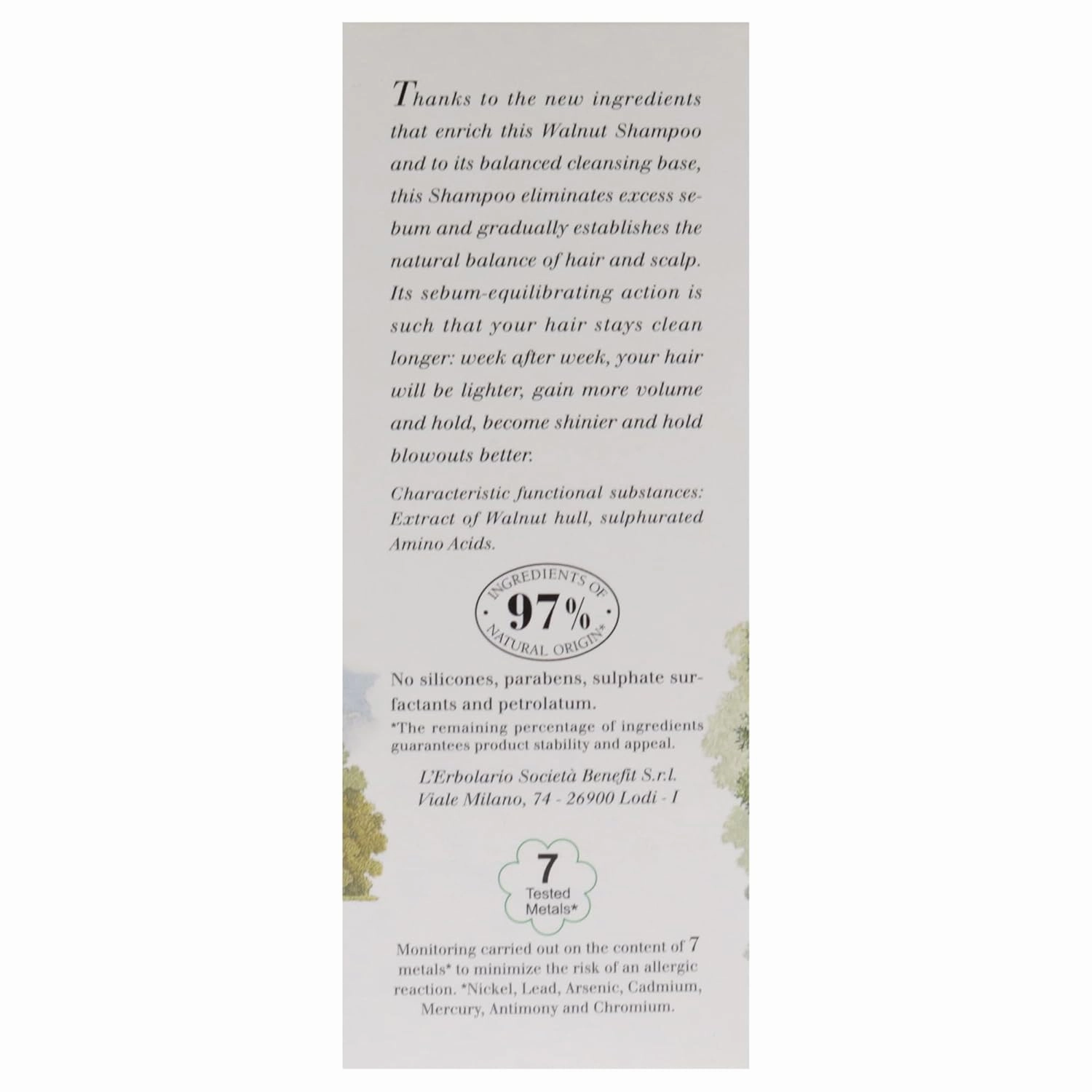 L'Erbolario Walnut Shampoo - Clarifying Shampoo for Men and Women - Astringent for Oily Hair and Scalp - Cleanses, Adds Volume and Shine - 6.7 oz