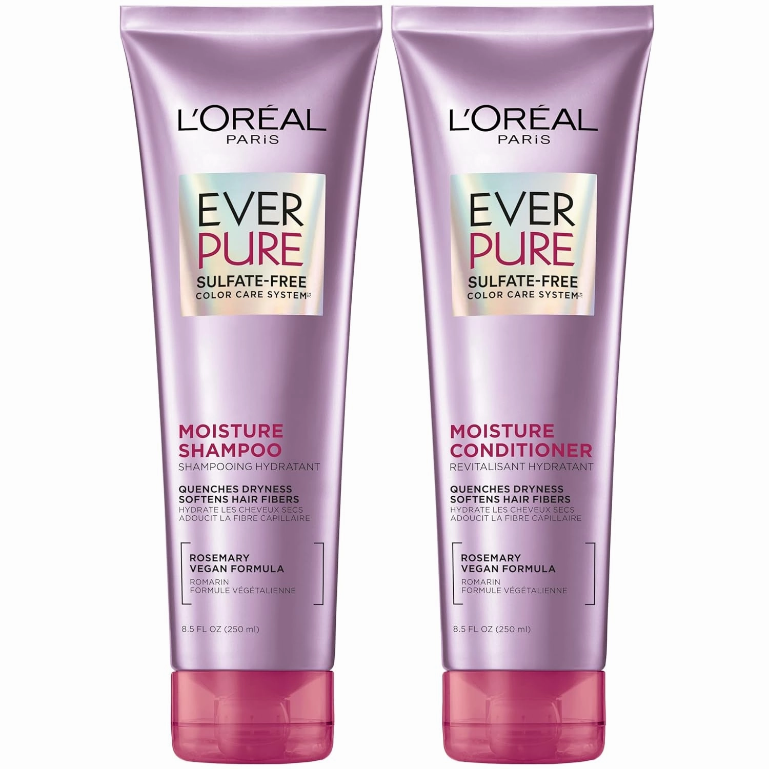 L’Oréal Paris Moisture Sulfate Free Shampoo and Conditioner Set, Hair Care for Color-Treated Hair with Rosemary Botanicals, Everpure, 1 Kit