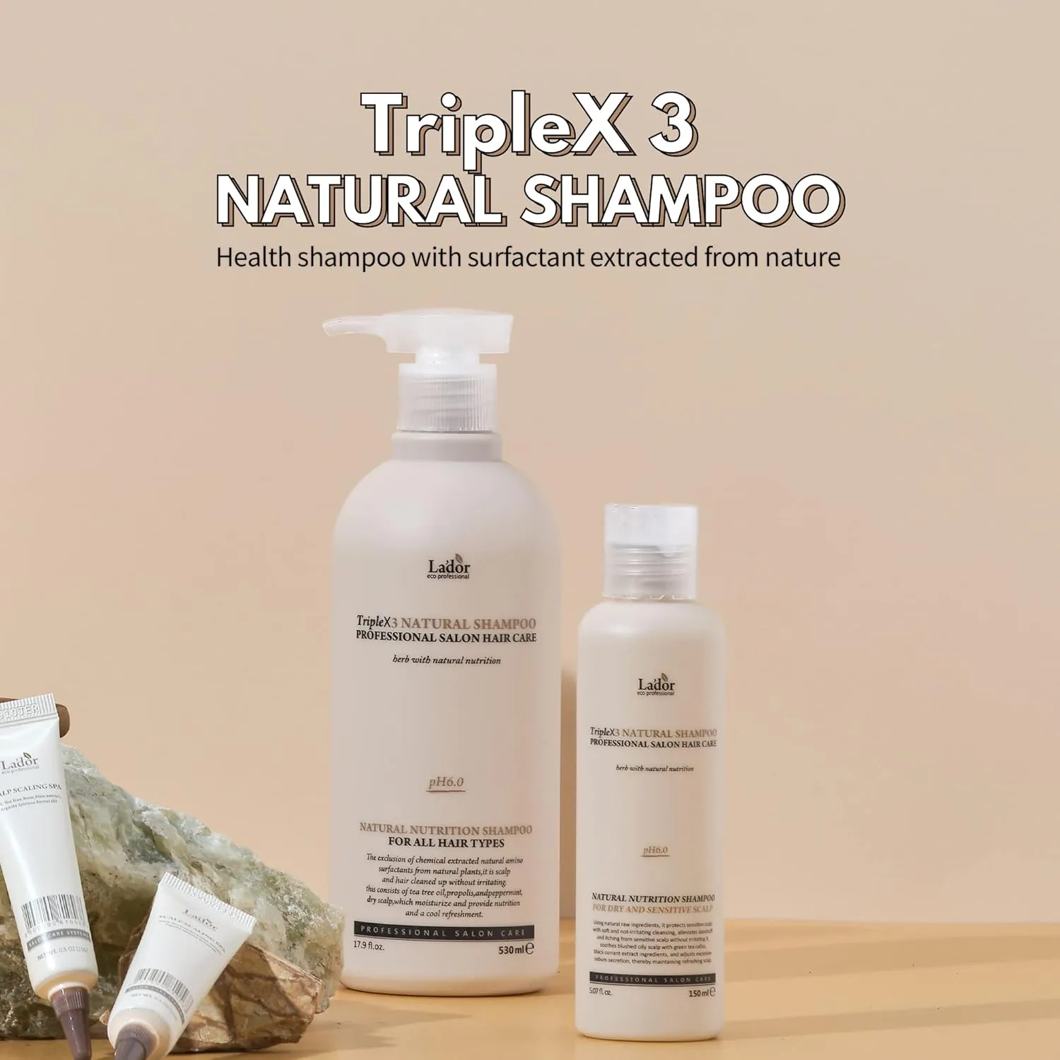 LA'DOR TripleX 3 Deep Cleansing Shampoo for Dry Itchy Sensitive Scalp Dandruff w/Tea Tree Lemon Lavender Sulfate-free Korean Hair Care 10 Fl Oz