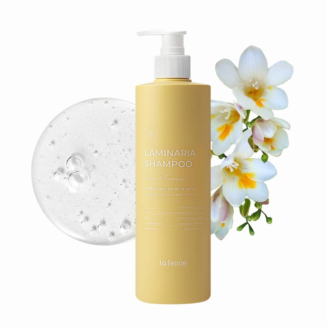 Laminaria Shampoo with Organic Ingredient, Korean Clarifying Shampoo, Hydrating for Dry Hair, Strengthening for Weak Hair, Sulfate & Paraben-Free, for Women & Men,16.9 FL. OZ, Pear & Freesia