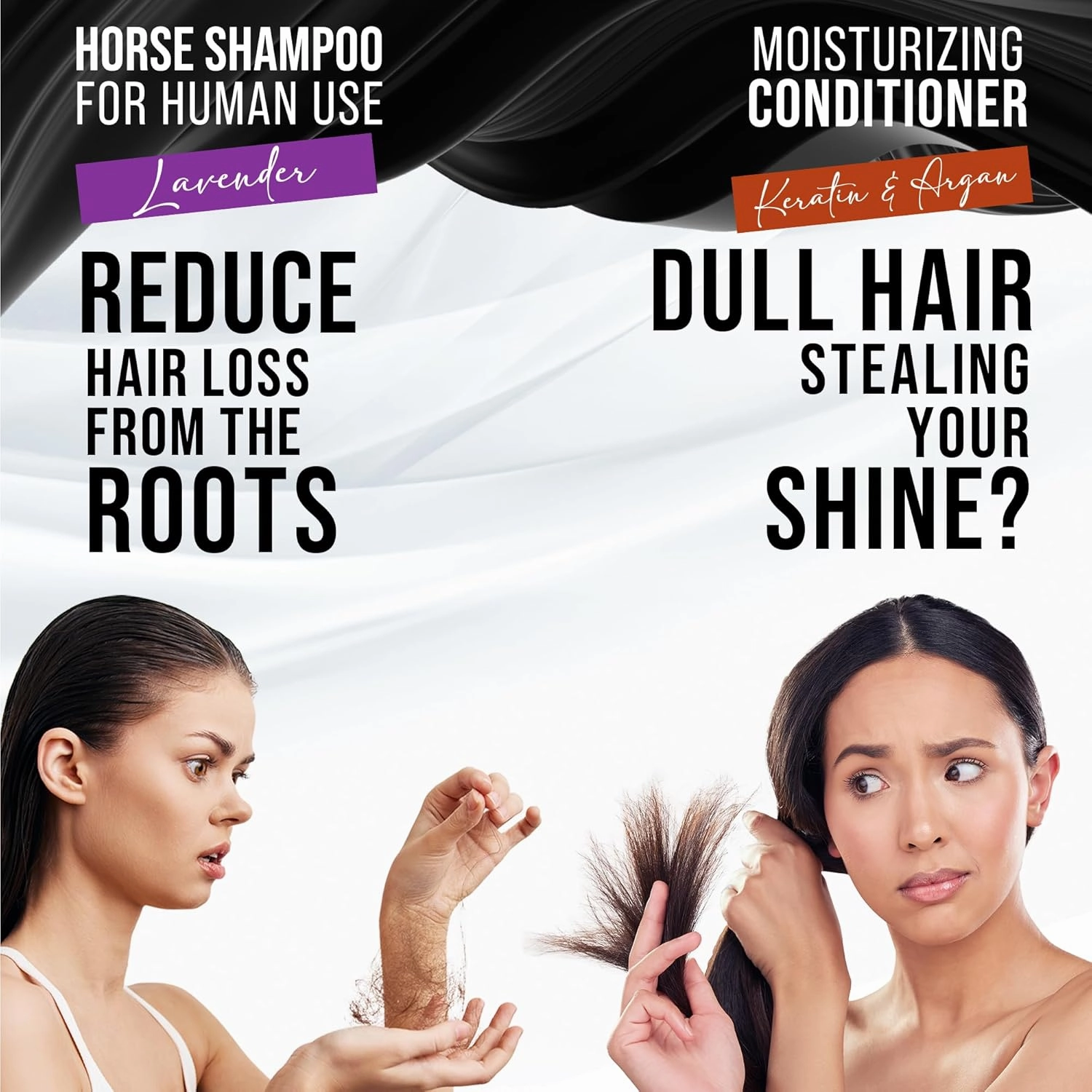Lavender Shampoo   Keratin & Argan Conditioner Bundle – As Seen on Shark Tank – Strengthens, Darkens, Moisturizes - Perfect Bundle For Dark Tones, 33.8 Fl Oz, Duo Pack