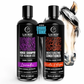 Lavender Shampoo   Keratin & Argan Conditioner Bundle – As Seen on Shark Tank – Strengthens, Darkens, Moisturizes - Perfect Bundle For Dark Tones, 33.8 Fl Oz, Duo Pack