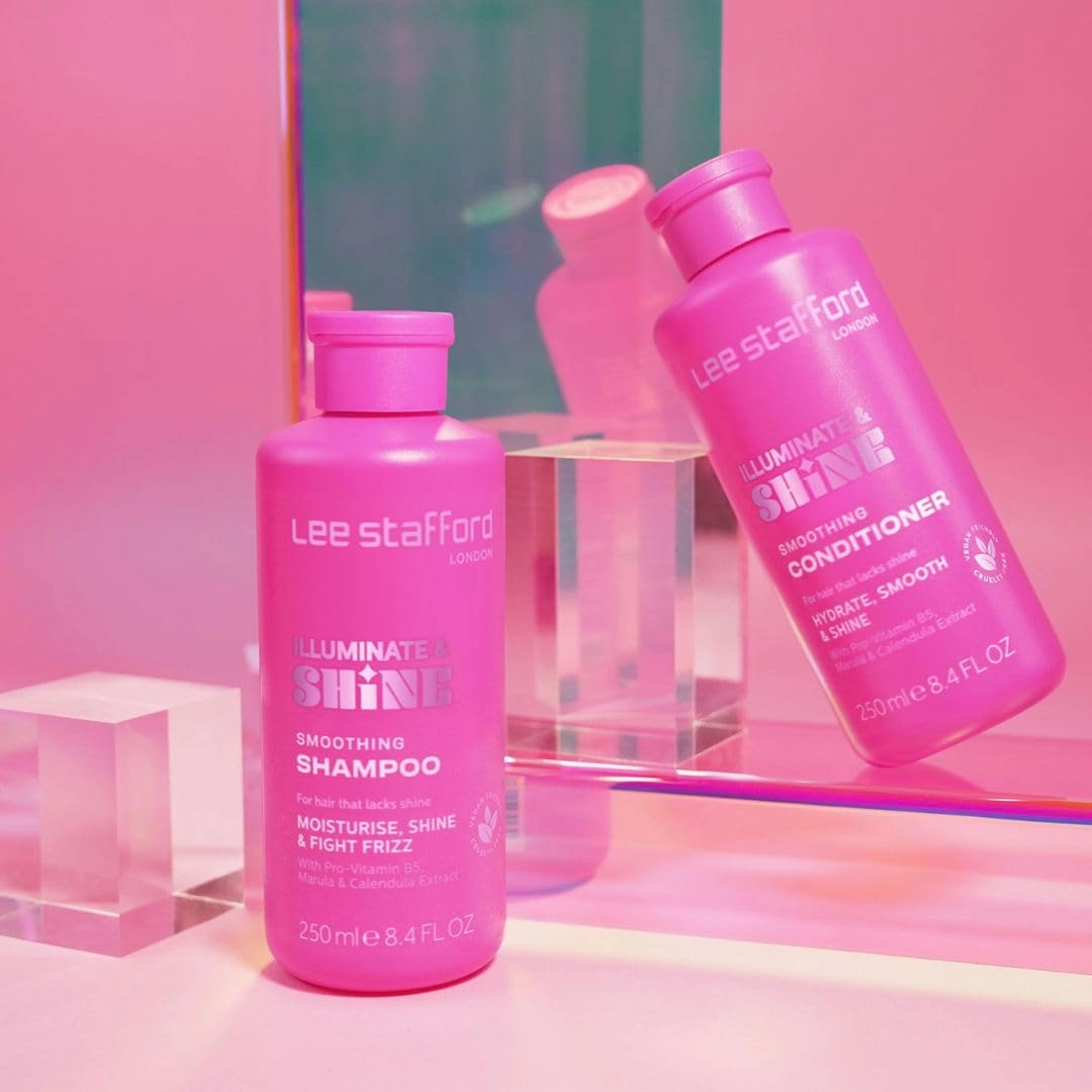 Lee Stafford Smoothing Shampoo | Illuminate & Shine - Best for Dry Dull Hair, Lightweight Clarifying Gel for A High Gloss Sleek Silk Shiny Finish, Infused with Marula Oil for Rich Moisture, 16.9 Fl Oz