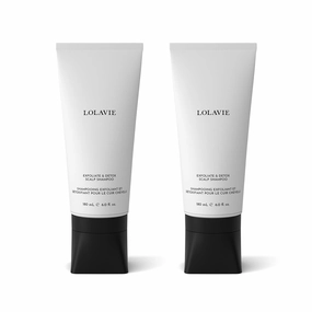 LolaVie Exfoliate & Detox Scalp Shampoo - 6 oz, 2 Pack - 2-in-1 Clarifying Shampoo & Scrub with Activated Charcoal & AHAs - Reduces Flaking, Boosts Volume - Color Safe - All Hair Types