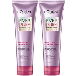 L'Oreal Paris Moisture Sulfate Free Shampoo and Conditioner Set, Hair Care for Color-Treated Hair with Rosemary Botanicals, EverPure, 1 Kit