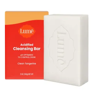 Lume Acidified Body Cleansing Bar - 24 Hour Odor Control - Removes Odor Better than Soap - Moisturizing Formula - Formulated Without SLS orParabens - OB/GYN Developed - 5 ounce (Clean Tangerine)