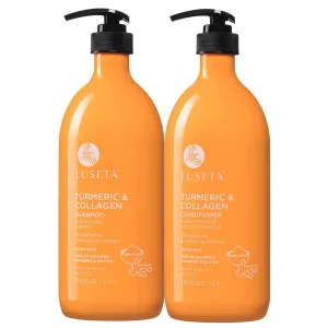 Luseta Shampoo and Conditioner Set with Turmeric & Collagen, Hair Volumizing Shampoo for Thin or Oil Hair, Sulfate and Parabens Free 2x33.8Oz