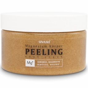 Magnesium Körper Peeling (Body Scrub) mit Hibiskus, Hagebutte, Hyaluronsäure, 250ml