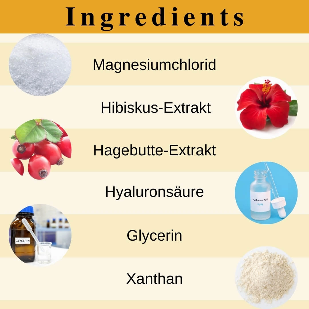 Magnesium Körper Peeling (Body Scrub) mit Hibiskus, Hagebutte, Hyaluronsäure, 250ml