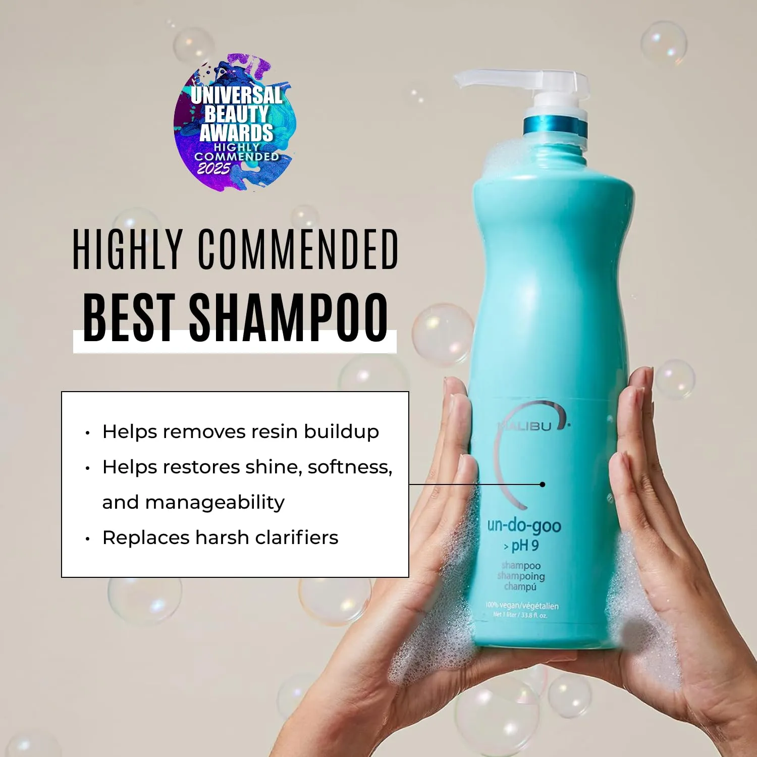 Malibu C Un-Do-Goo Clarifying Shampoo - Removes Product Build Up and Resins from Hair - Shine Restoring, Sulfate-Free Cleanser