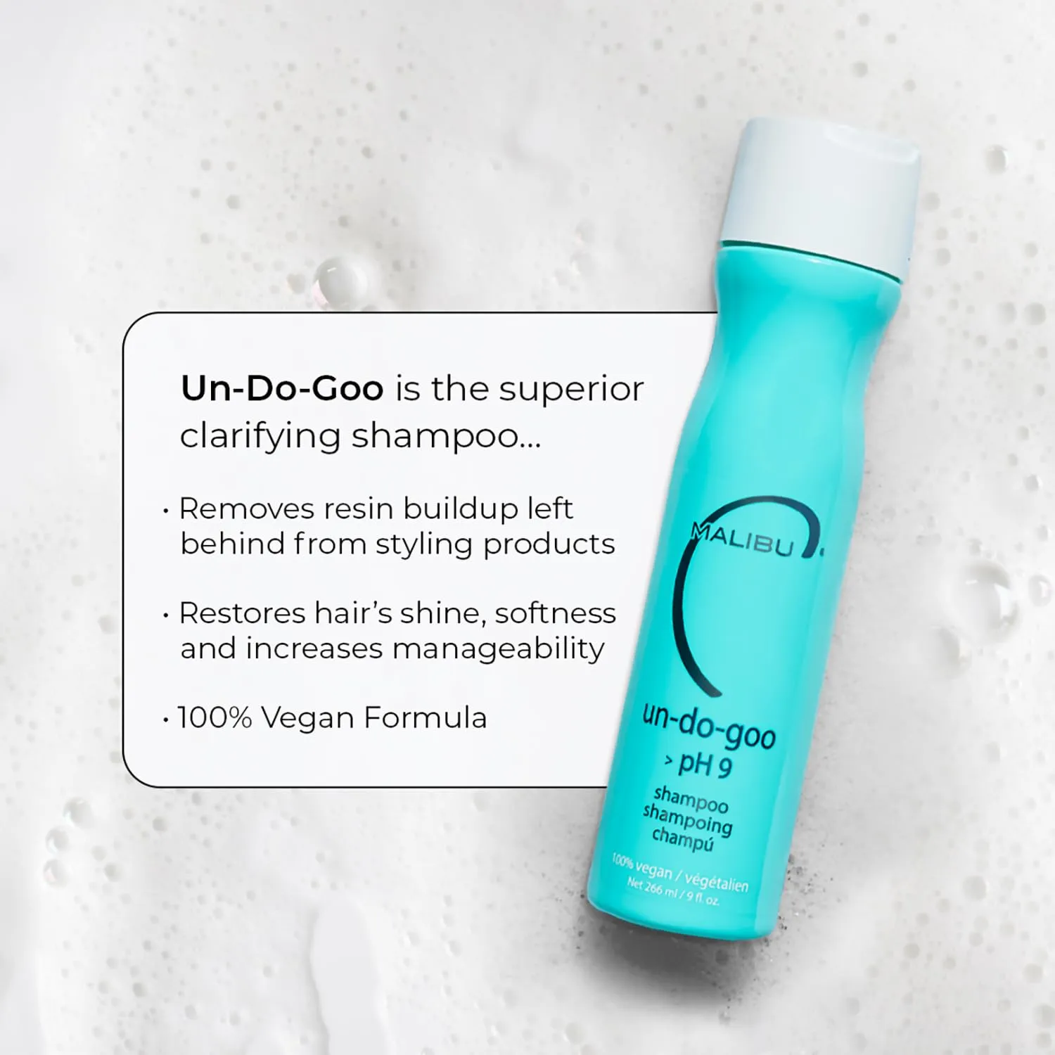 Malibu C Un-Do-Goo Clarifying Shampoo - Removes Product Build Up and Resins from Hair - Shine Restoring, Sulfate-Free Cleanser