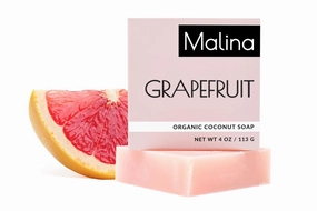 Malina™ Organic Body & Hair Coconut Soap | Shampoo Bar | Sulfate-Free | Handmade | Vegan | No Synthetic Fragrance | Cruelty-Free | Pure Essential Oil | Certified Organic Ingredients (Grapefruit)