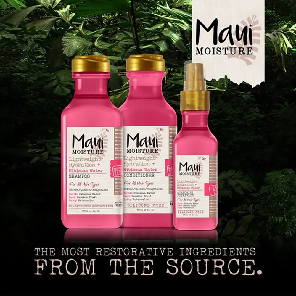 Maui Moisture Lightweight Hydration   Hibiscus Water Shampoo   Conditioner, Nourishing Aloe Vera Softens & Quenches Hair, Vegan & Silicone-Free, 13 Fl Oz, 2 Pack