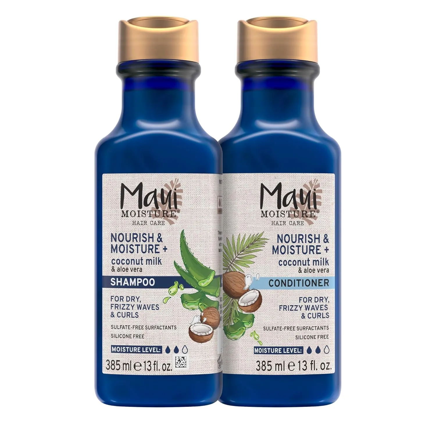 Maui Moisture Nourish & Moisture   Coconut Milk Shampoo   Conditioner to Hydrate and Detangle Curly Hair, Lightweight Daily Moisturizing Shampoo, Vegan, Silicone & Paraben-Free, 13 Fl Oz