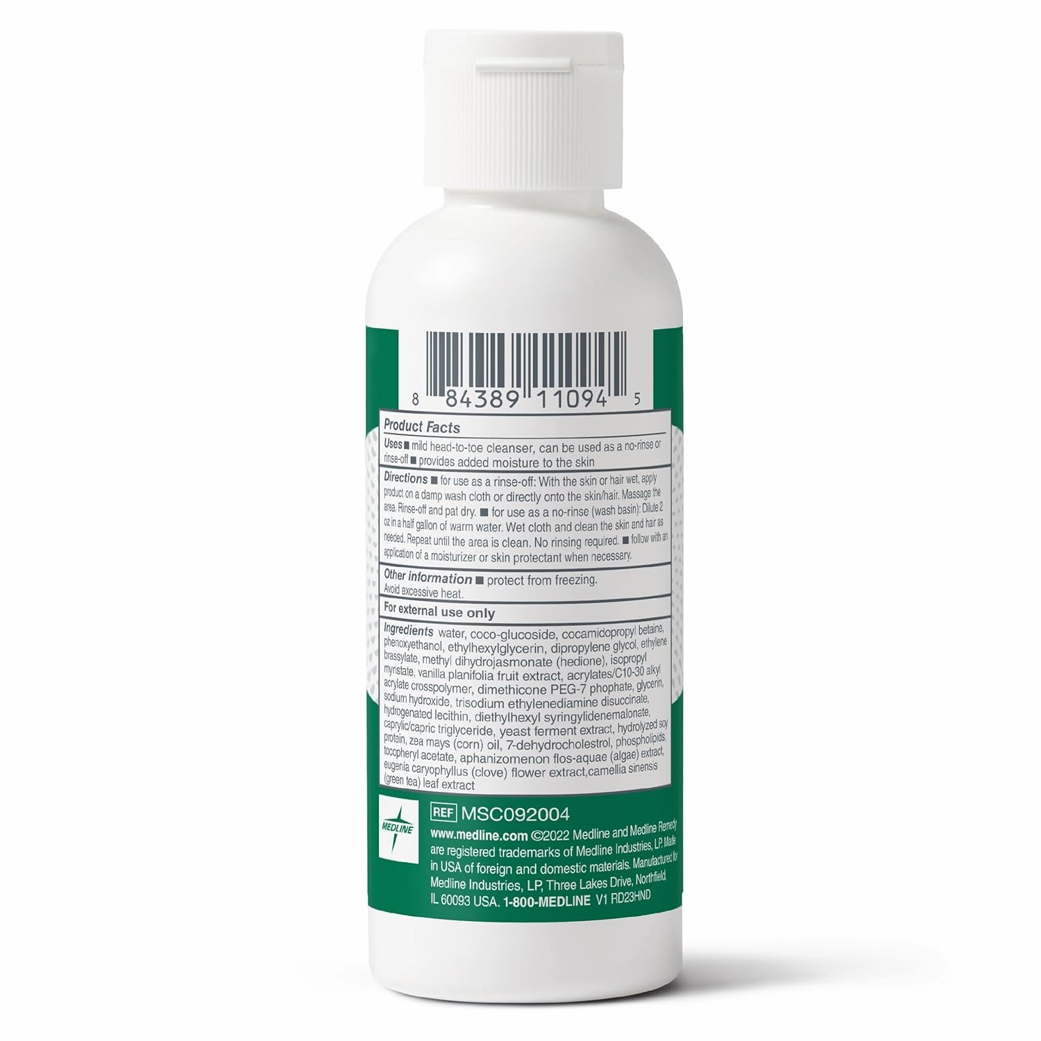 Medline Remedy Clinical Shampoo & Body Wash, Gentle Cleansing Formula, 4 oz., Moisturizing and Soothing, Pack of 48