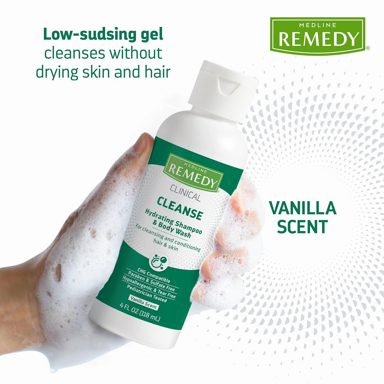 Medline Remedy Clinical Shampoo & Body Wash, Gentle Cleansing Formula, 4 oz., Moisturizing and Soothing, Pack of 48