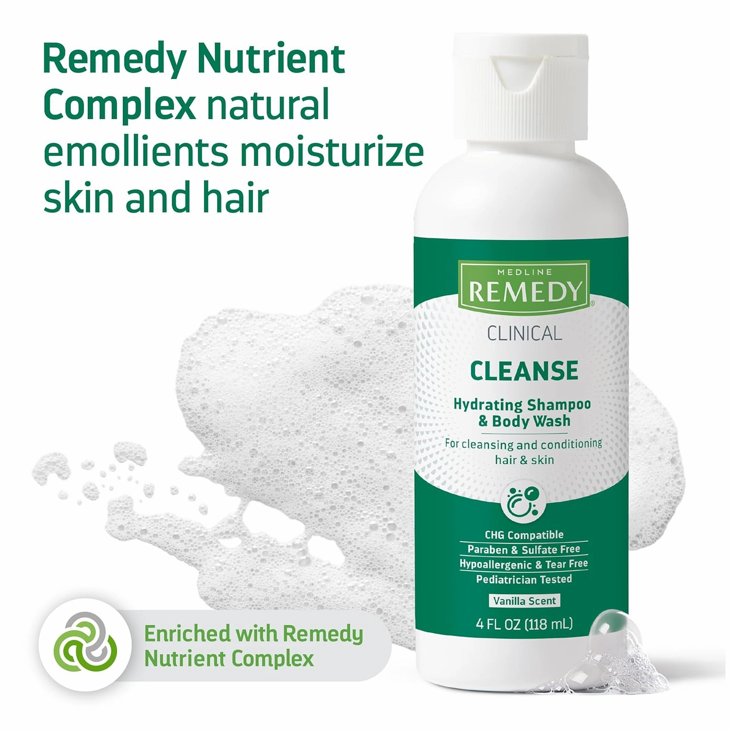 Medline Remedy Clinical Shampoo & Body Wash, Gentle Cleansing Formula, 4 oz., Moisturizing and Soothing, Pack of 48