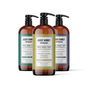 Men's 3-in-1 Wash, Moisturizing Shampoo, Conditioner, and Body Wash for Men, Suitable for All Skin and Hair Types, 32oz - Abbot Kinney Apothecary (Combo Pack, 3 Pack)