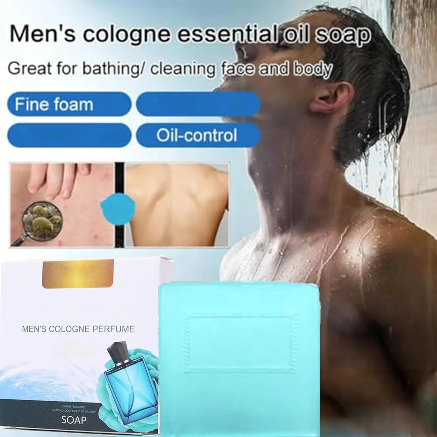 Men's Cologne Essential Oil Soap, Mens Cologne Soap, Cologne Scented Soaps for Men, Pheromone Bar Soap, Body Wash Cologne Soap, Perfume Smells Like Soap for Men Natural Skin Care (3)