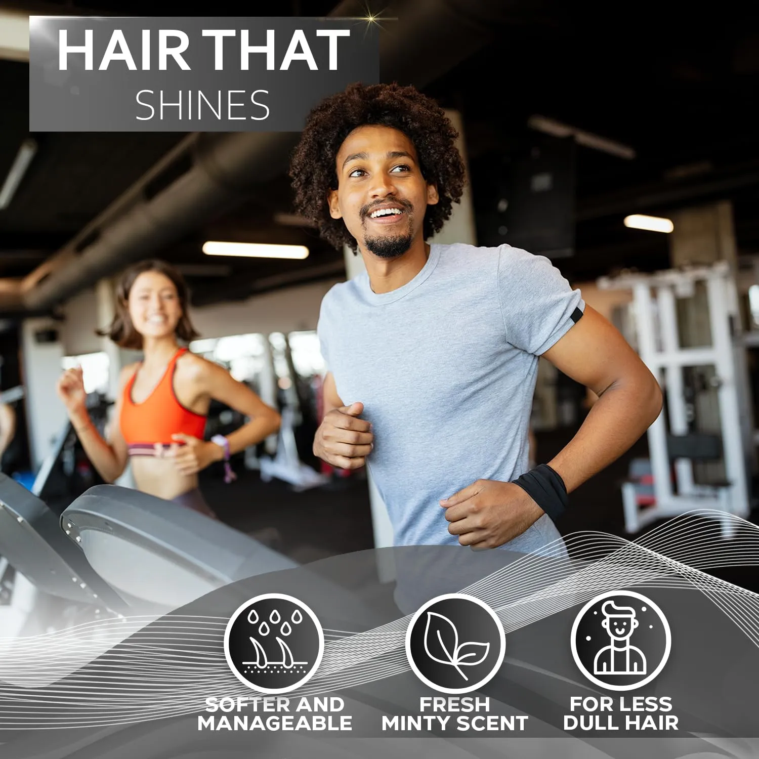 Mens Shampoo and Conditioner Set - Sulfate Free and Clarifying - For Men with Oily to Normal Hair - Moisturizing and Thickening - Biotin, Keratin, Tea Tree Oil, Caffeine and Peppermint for Dandruff