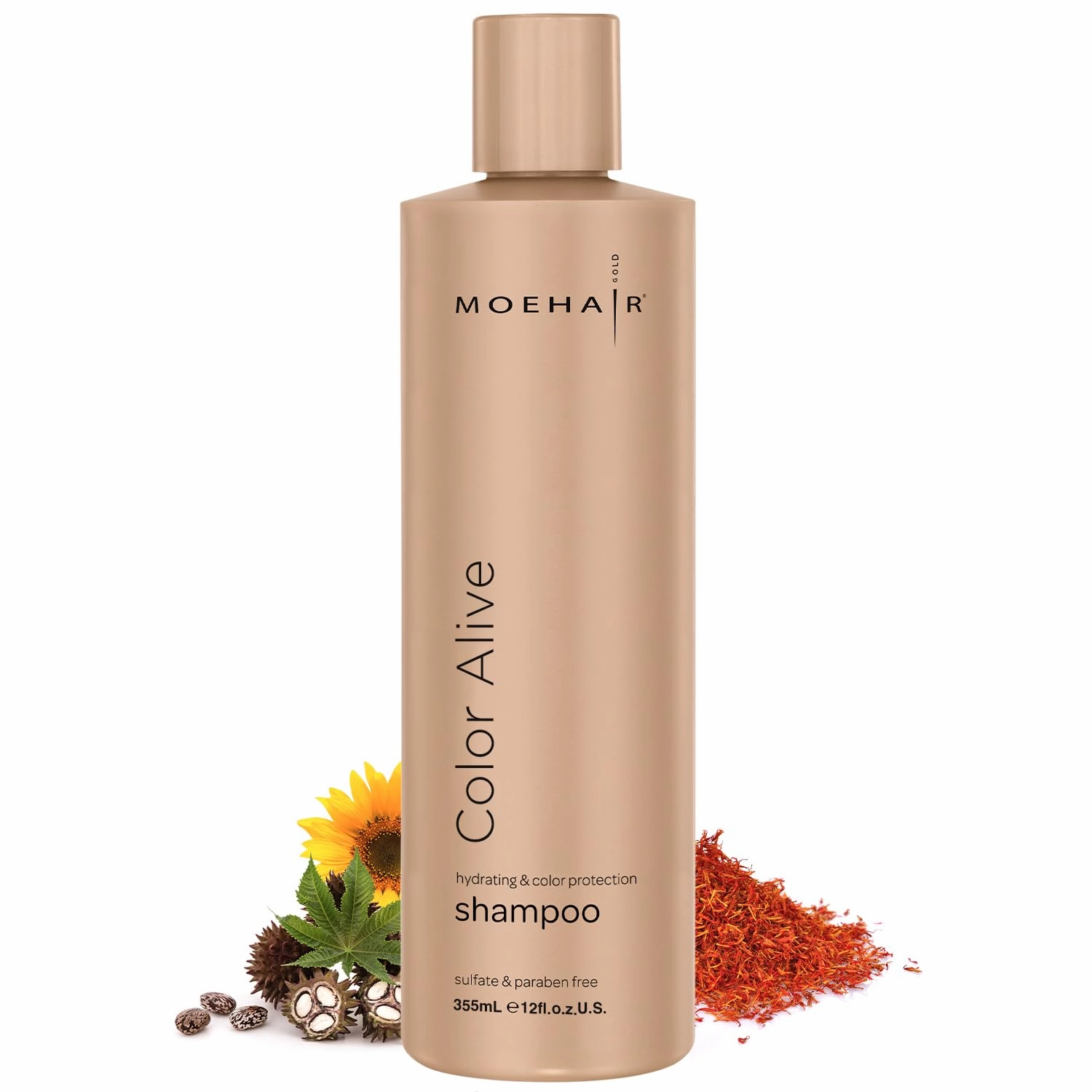 MOEHAIR Color Alive Shampoo, 12 Fl. Oz | Shampoo for Color-Treated Hair | Moisturizing & Hydrating Shampoo | Rich in Safflower & Castor Oil | Controls Frizz | Paraben & Sulfate Free
