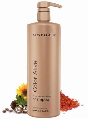 MOEHAIR Color Alive Shampoo | Moisturizing & Hydrating | For Color-Treated Hair | Paraben & Sulfate Free | Rich in Safflower & Castor Oil | Controls Frizz (32 Fl. Oz)