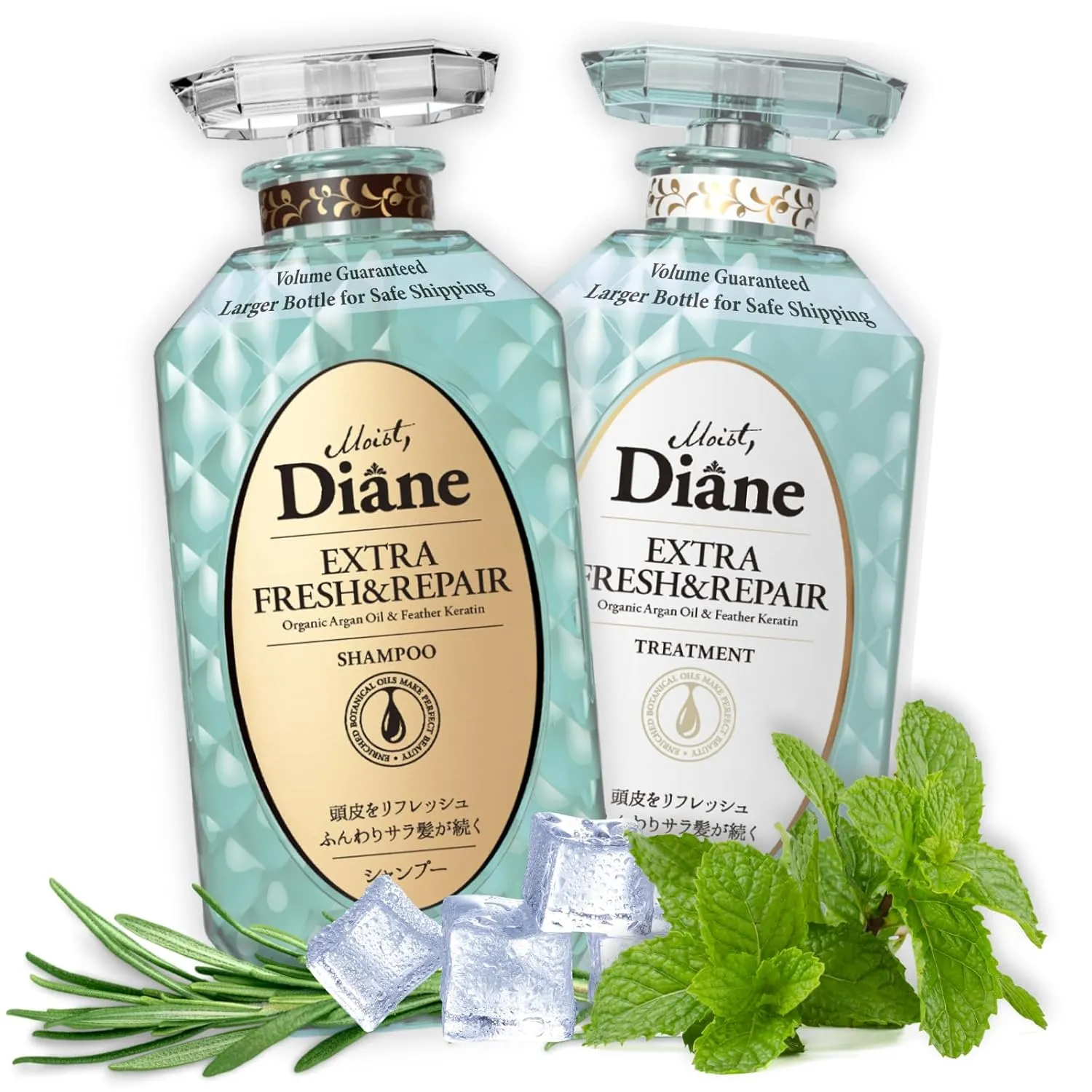 Moist Diane Anti Dandruff Shampoo and Conditioner Set for Oily Hair, Keratin Shampoo for Women & Men with Argan Oil, Tea Tree & Mint from Japan, Paraben& Silicone Free, EXTRA FRESH & HYDRATE 30.4Fl Oz