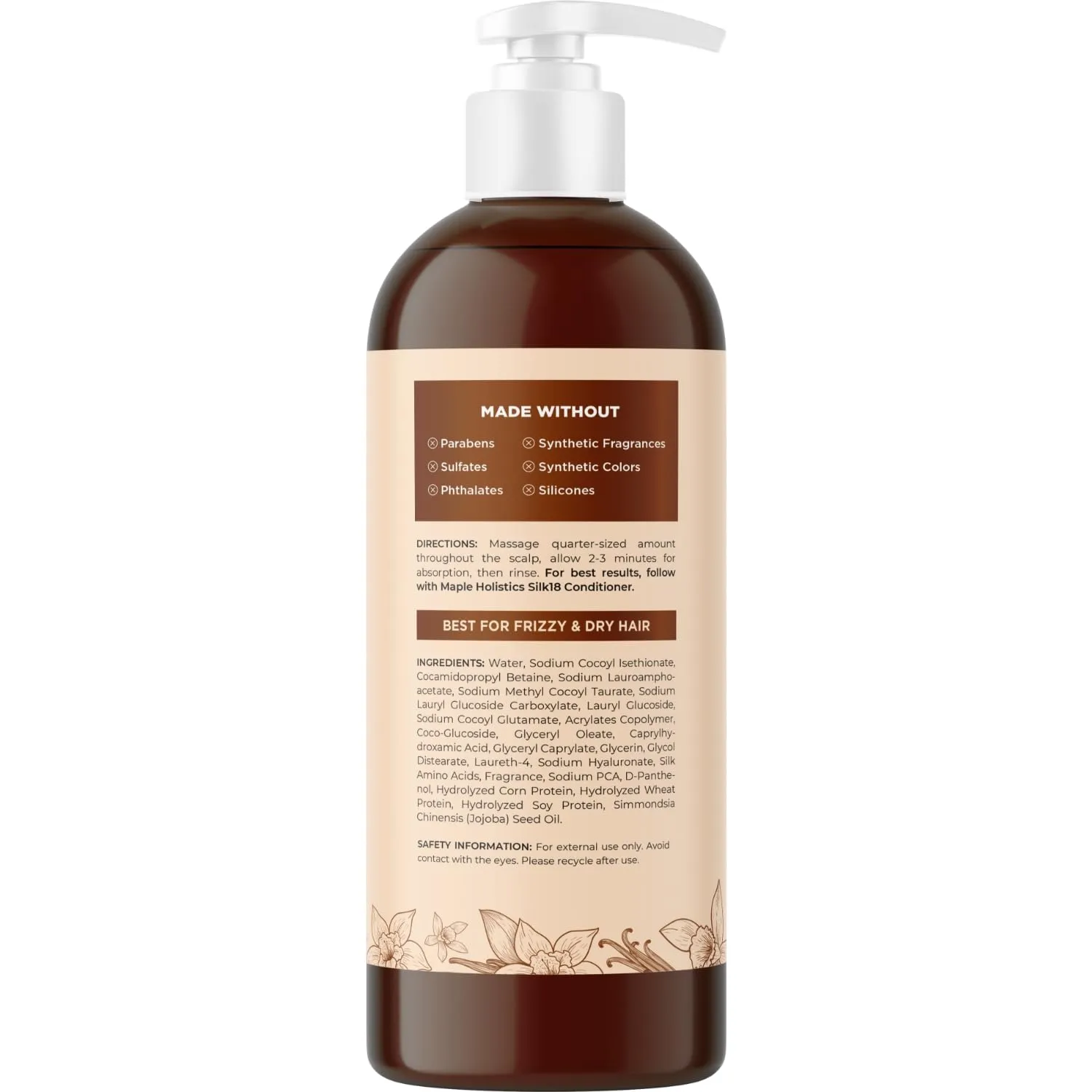 Moisturizing Shampoo for Dry Hair Care - Silk18 Advanced Anti Frizz Ultra Hydrating Shampoo for Color Treated Hair with Silk Amino Acids and Plant Proteins - Sulfate Free Shampoo for Men and Women