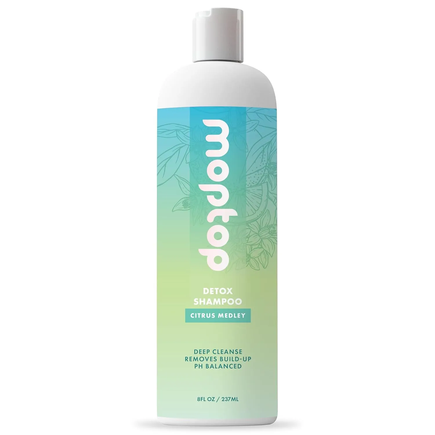 MopTop Detox Shampoo – Scalp Clarifying Shampoo for Build Up, Hard Water, Dirt & Oil, Sulfate & Paraben Free Hair Care for All Hair Types – Thin, Straight, Wavy, Curly & Coily (Citrus Medley, 8oz)
