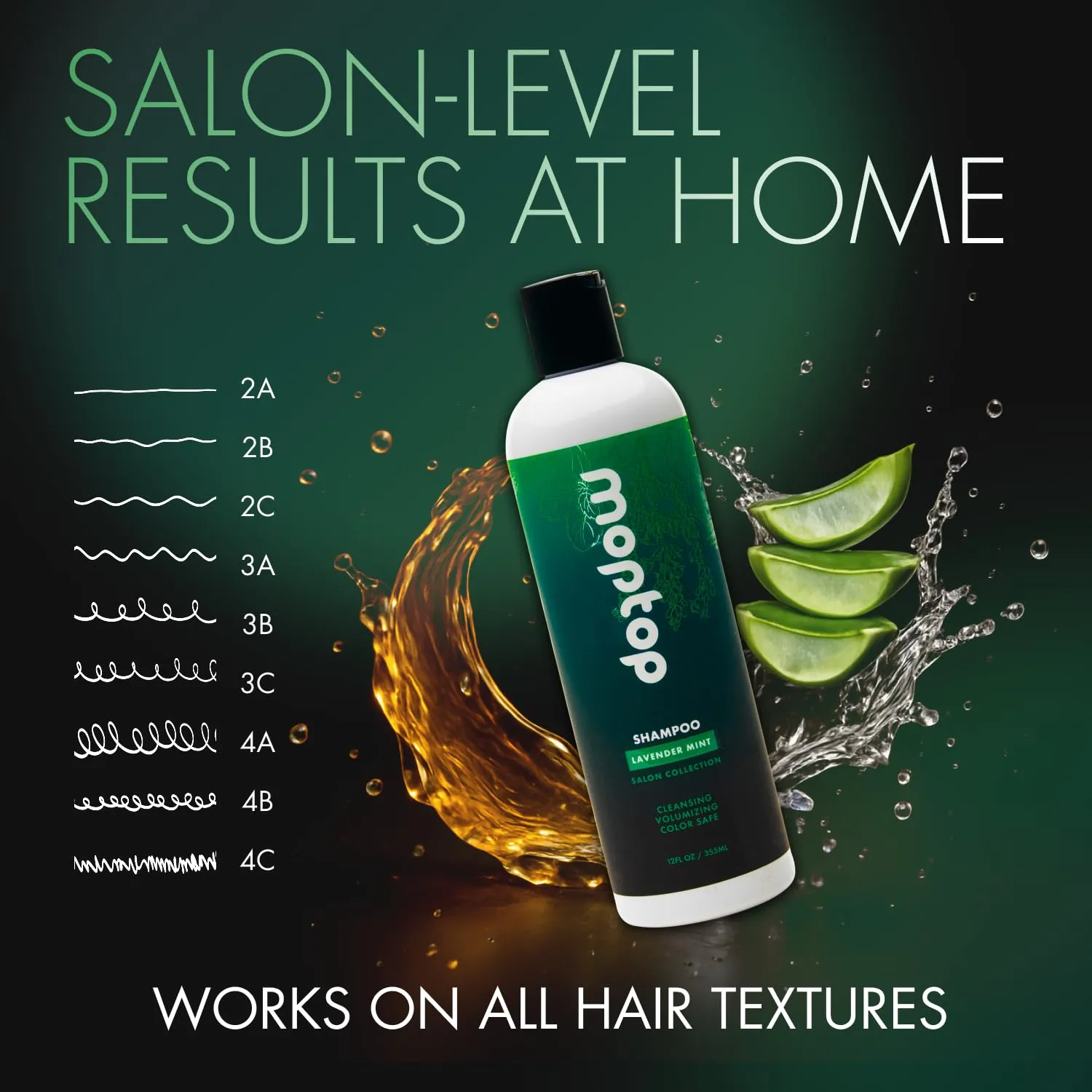 MopTop Salon Gentle Shampoo – Color Safe Salon Quality Hair Cleanser, Improves Moisture & Reduces Frizz, Sulfate & Paraben Free Hair Care for Straight, Wavy, Curly, Coily Hair (Lavender Mint, 12oz)