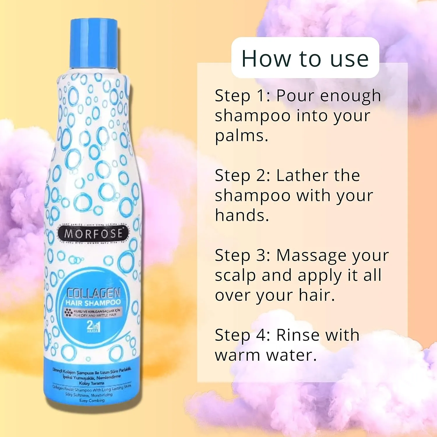 Morfose Collagen Shampoo for Dry and Brittle Hair - Moisturizing, Strengthening and Silky Softness,Strengthens, and Revitalizes Hair Strands 33.81 Fl Oz