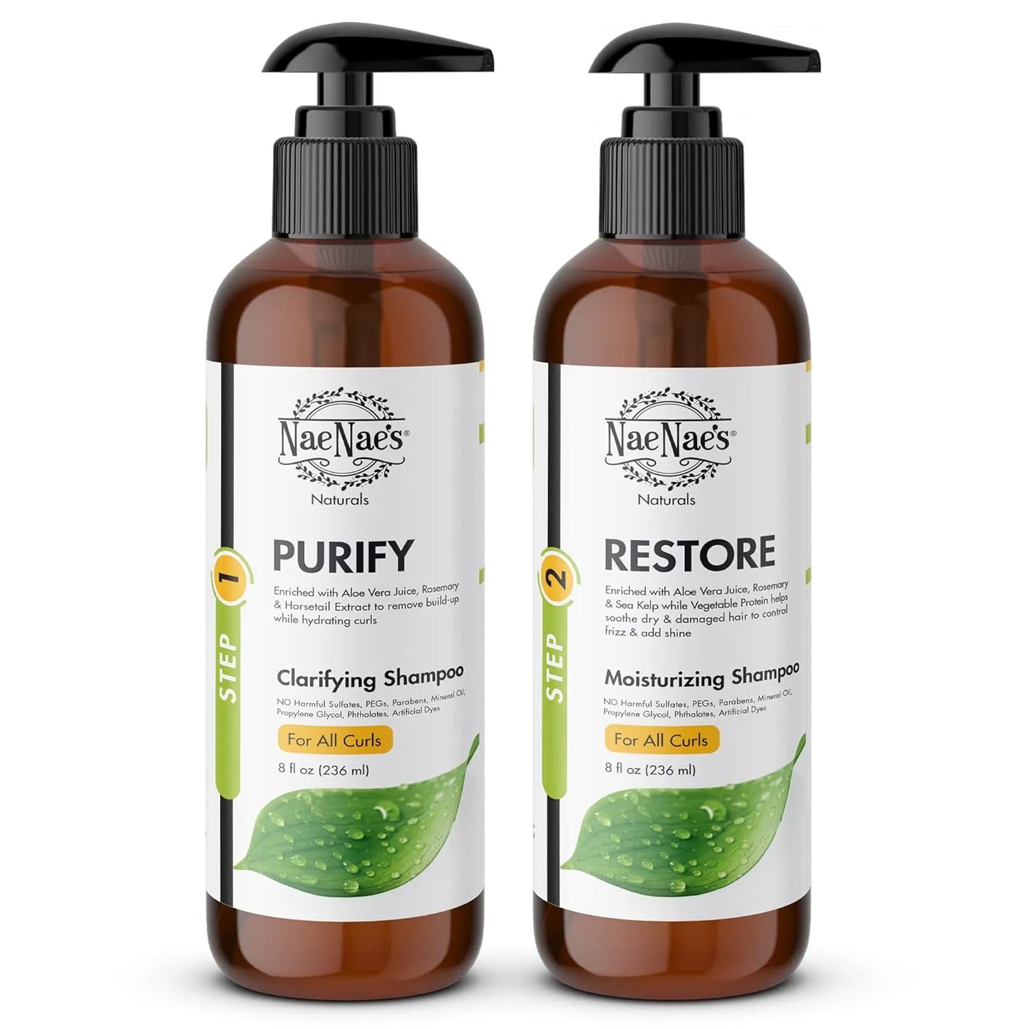 Nae Nae's The Naturals Cleansing Bundle: Purify Clarifying Shampoo and Restore Moisturizing Shampoo