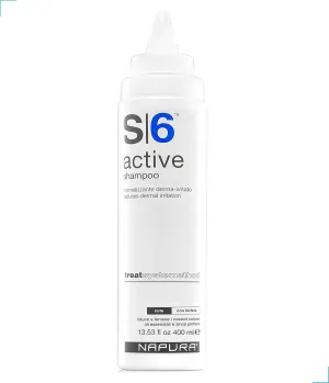 NAPURA S6 Active Professional Anti Dandruff Shampoo with Tea Tree Oil, 1% Zinc and 1% Salicylic Acid - Natural Itchy Scalp Treatment (13.53 fl oz) for Men and Women