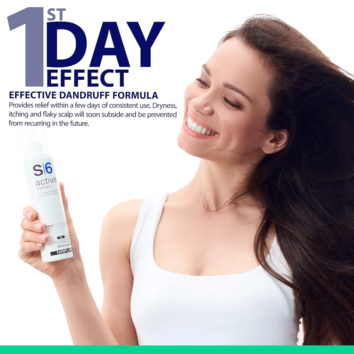 NAPURA S6 Anti Dandruff Shampoo with Tea Tree Oil, 1% Zinc and 1% Salicylic Acid - Natural Itchy Scalp Treatment (6.76 fl oz) for Men and Women