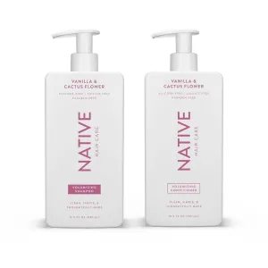 Native Vanilla & Cactus Flower Shampoo and Conditioner Contain Naturally Derived Ingredients |All Hair Type Color & Treated, Fine to Dry Damaged, Sulfate & Dye Free - 2-Pack