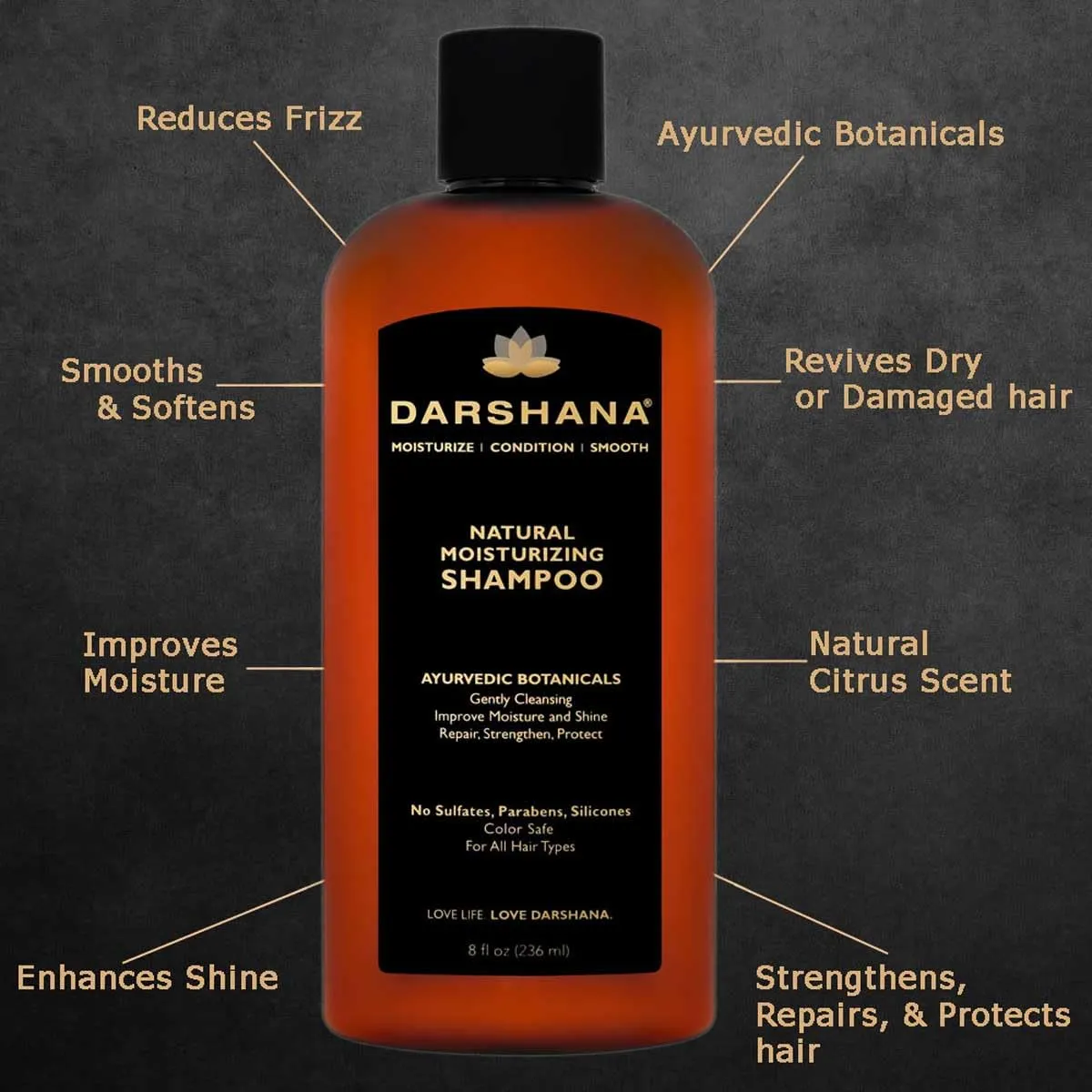 Natural Moisturizing Shampoo with Ayurvedic Botanicals (8 fl oz.)